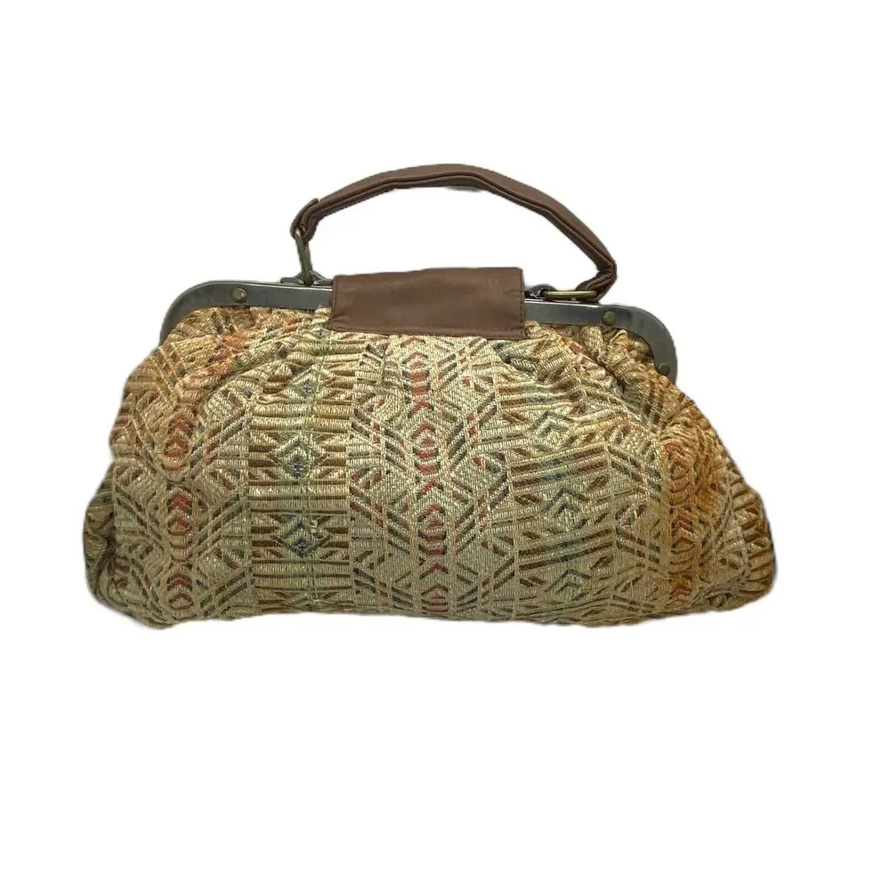 Tapestry Carpet Bag Purse Satchel Carpetbags Of America Womens Tan Inner Pockets